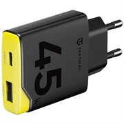 Tactical Minimi 45W AC GaN -pikalaturi - USB-C, USB-A - musta / keltainen