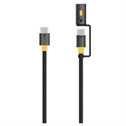 Tactical Stinger USB-C / USB-C-kaapeli Snap-On-taskulampulla - 60W, 1.5m - musta
