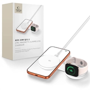 Tech-Protect A55 2-in-1 magneettinen/MagSafe-langaton laturi 25W, QI 2.2 - valkoinen