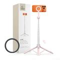 Tech-Protect L10S MagSafe Selfie Stick -kolmijalka Bluetooth-kaukosäätimellä - Pinkki / Harmaa