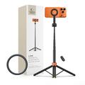 Tech-Protect L10S MagSafe Selfie Stick -kolmijalka Bluetooth-kaukosäätimellä - musta / oranssi