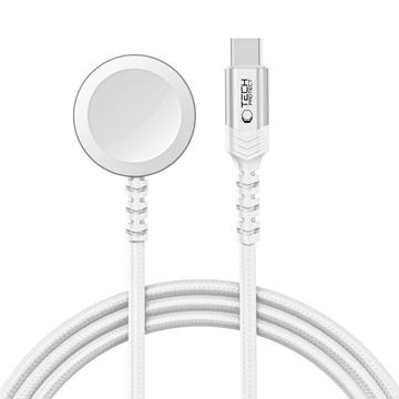 Tech-Protect MC01 UltraBoost magneettilaturi Apple Watch -kellolle 120cm:n Type-C kaapelilla - valkoinen