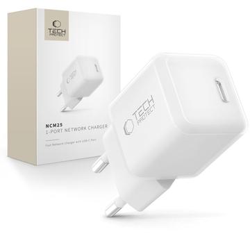 Tech-Protect NCM25 25W USB-C-laturi - Power Delivery - Valkoinen