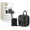 Tech-Protect PCS3X4 Jatkojohto - 3 verkkopistorasiaa, 2 USB-A ja 2 USB-C-porttia, 2m kaapeli - musta
