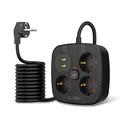 Tech-Protect PCS3X4 Jatkojohto - 3 verkkopistorasiaa, 2 USB-A ja 2 USB-C-porttia, 2m kaapeli - musta