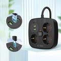Tech-Protect PCS3X4 Jatkojohto - 3 verkkopistorasiaa, 2 USB-A ja 2 USB-C-porttia, 2m kaapeli - musta