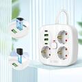 Tech-Protect PCS3X4 Jatkojohto - 3 verkkopistorasiaa, 2 USB-A ja 2 USB-C-porttia, 2m kaapeli - valkoinen