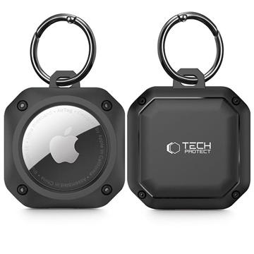 Tech-Protect Rough Pro Apple AirTag Silikonikotelo Avaimenperusta - Musta