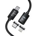 Tech-Protect UltraBoost 3A 2-in-1 -kaapeli - USB-C USB-C:hen, Lightningiin - 2m - musta - musta