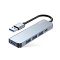 Tech-Protect V0 5-in-1 USB-A-keskitin - 3xUSB 2.0, USB 3.0, USB-C PD - Harmaa