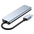 Tech-Protect V0 5-in-1 USB-A-keskitin - 3xUSB 2.0, USB 3.0, USB-C PD - Harmaa
