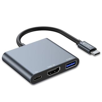 Tech-Protect V1 3-in-1 USB-C-moniporttikeskitin - USB-A / USB-C / HDMI - harmaa