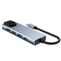 Tech-Protect V3 5-in-1 USB-C-keskitin - HDMI, Gigabit-LAN, USB 3.0/2.0, 100W USB-C - harmaa