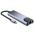 Tech-Protect V3 5-in-1 USB-C-keskitin - HDMI, Gigabit-LAN, USB 3.0/2.0, 100W USB-C - harmaa