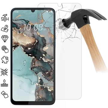 HTC Wildfire E5 Plus Temperoitu Panssarilasi - 9H - Case Friendly - Läpinäkyvä