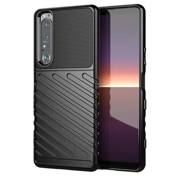 Thunder Sarja Sony Xperia 1 III TPU Suojakuori - Musta