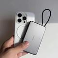 Torras Mini Slim PD Powerbank sisäänrakennetulla USB-C-kaapelilla - 10000mAh - harmaa