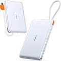 Torras Mini Slim PD Powebank sisäänrakennetulla USB-C-kaapelilla - 10000mAh - Valkoinen