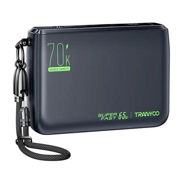 Tranyoo T-L7 70000mAh Powerbank - 65W PD, 2x USB-A, 2x USB-C - Musta