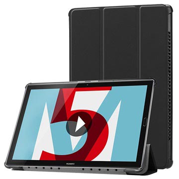 Huawei MediaPad M5 10/M5 10 (Pro) Tri-Fold Folio-kotelo - Musta