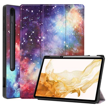 Tri-Fold Sarja Samsung Galaxy Tab S7+/S8+ Lompakkokotelo - Galaksi