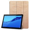 Tri-Fold Sarja Huawei MediaPad T5 10 Läppäkotelo - Samppanja Kulta