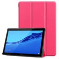 Tri-Fold Sarja Huawei MediaPad T5 10 Läppäkotelo - Kuuma Pinkki