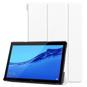 Tri-Fold Sarja Huawei MediaPad T5 10 Läppäkotelo - Valkoinen