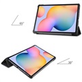 Tri-Fold Sarja Samsung Galaxy Tab S6 Lite 2020/2022 Lompakkokotelo - Musta