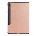 Samsung Galaxy Tab S7+/S8+ Tri-Fold Lompakkokotelo - Ruusukulta
