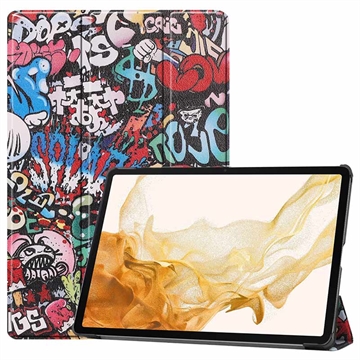 Samsung Galaxy Tab S10+ Tri-Fold Sarjan Smart Lompakkokotelo - Graffiti