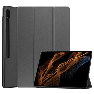 Samsung Galaxy Tab S9 Ultra Tri-Fold Sarjan Smart Lompakkokotelo - Harmaa