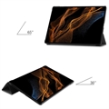 Samsung Galaxy Tab S9 Ultra Tri-Fold Sarjan Smart Lompakkokotelo - Harmaa