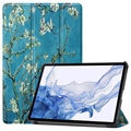 Samsung Galaxy Tab S9 Tri-Fold Sarjan Smart Lompakkokotelo - Valkoinen Kukat