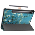 Samsung Galaxy Tab S9 Tri-Fold Sarjan Smart Lompakkokotelo - Valkoinen Kukat