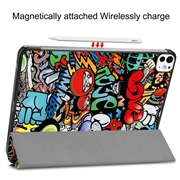 iPad Pro 11 (2024) Tri-Fold Sarjan Smart Lompakkokotelo - Graffiti