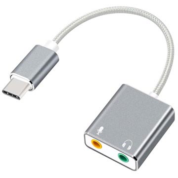 USB-C / AUX Kuuloke & Mikrofoni Audio Adapteri - Harmaa