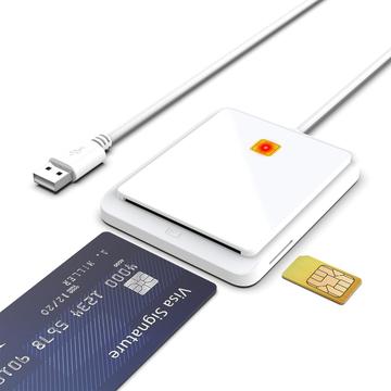 USB 2.0 älykortinlukija - SIM, ID, Pankkikortti - Valkoinen