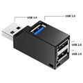 USB 3.0 Hub Jakaja 1x3 - 1x USB 3.0, 2x USB 2.0 - Musta