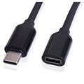 USB 3.1 Type-C Uros/Naaras Jatkokaapeli - 1.5m - Musta