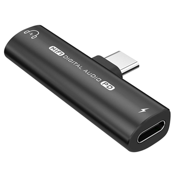 USB-C / 3.5 mm:n Äänisovitin Virtalähteellä 27W - Musta