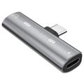 Hat Prince HC-13 USB-C / 3.5mm & C-Tyyppi Äänisovitin - Hopea