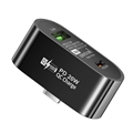USB-C virtalähde Jakaja 1x2 - 20W USB-C, 2.4A USB-A - Musta