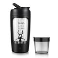 USB ladattava sähköinen proteiinisekoitinpullo 650ml - musta