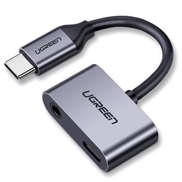 Ugreen 2-in-1 Charge & Audio USB-C Sovitin - 1.5A (Avoin pakkaus - Bulkki Tyydyttävä) - Harmaa