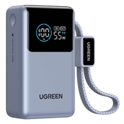 Ugreen Nexode Pro 10000mAh -varavirtalähde, PD/QC - 55W, USB-C-kaapeli - harmaa