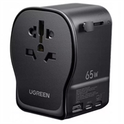 Ugreen S550 -matkasovitin - 65W, 3.25A, USB-A, 2 x USB-C - musta