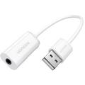 Ugreen US206 USB-A - 3.5mm:n äänisovitin - valkoinen