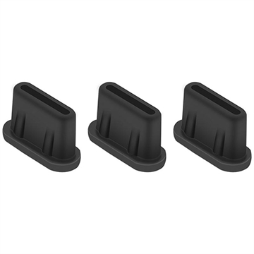 UltraFlex USB-C pölynestopistoke droneille, älypuhelimille ja tableteille - 3 kpl - musta