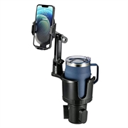 Yleiskäyttöinen 2-in-1-auton mukiteline puhelimelle - 4-7" - musta